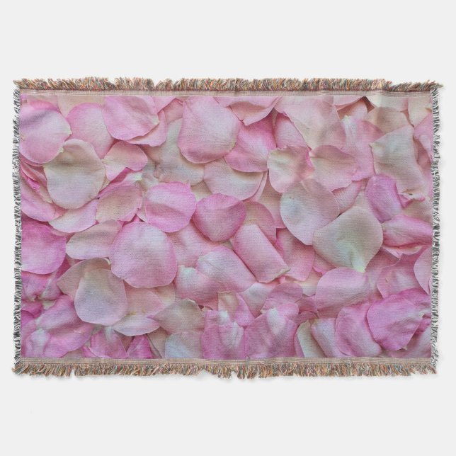 Pink Rose Petals Pattern Throw Blanket (Front)