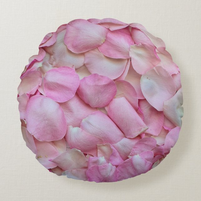 Pink Rose Petals Round Cushion (Front)
