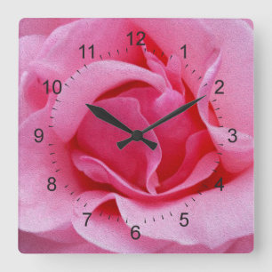 Pink rose petals square wall clock