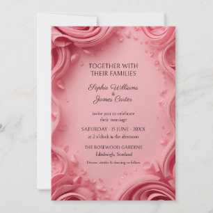 Pink Rose Petals Wedding Invitation
