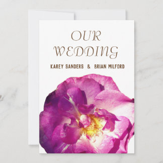 Pink Rose Photo  Elegant Wedding Invitation