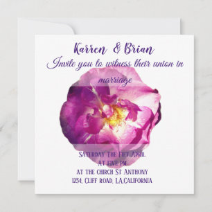 Pink Rose Photo, Elegant Wedding Invitation