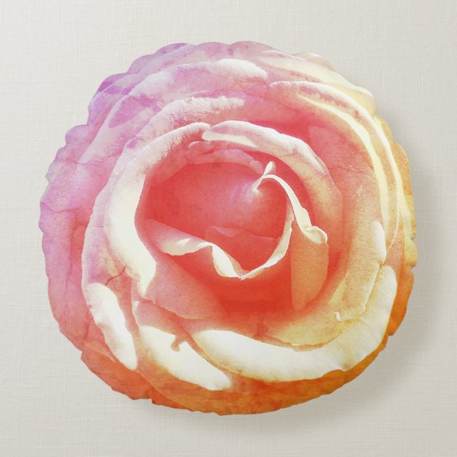 Pink Rose Photo Round throw cushion (Front)