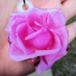 Pink Rose Photo Sculpture<br><div class="desc">My sample photo was taken of an actual keychain that I purchased. The cut out pink rose photo was taken in a rose garden I visited in Portland,  Oregon. Two unopened buds with the isolated image.</div>