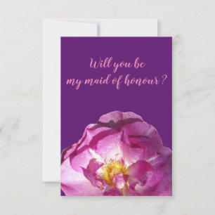 Pink Rose Photo, Will you be my maid of honour Invitation