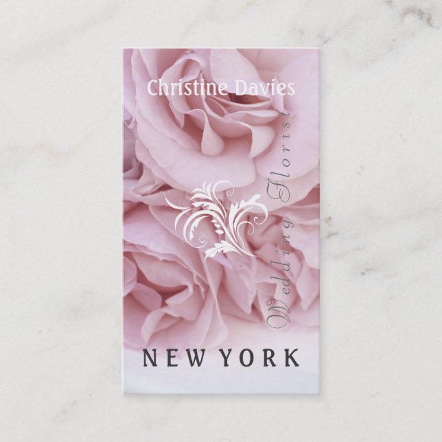 Pink rose photograhy, weddin florist business card (Front)
