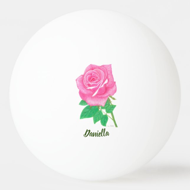 Pink Rose Ping Pong Ball (Front)