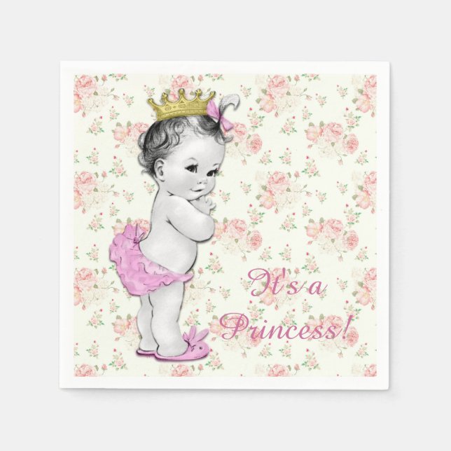 Pink Rose Pink Princess Baby Shower Napkin (Front)