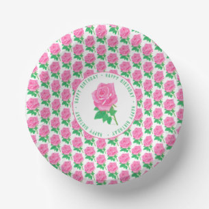 Pink Rose Poker Chips For Birthdays Paper Plate