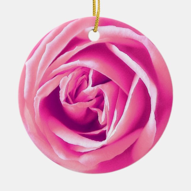 Pink rose print ceramic tree decoration (Front)