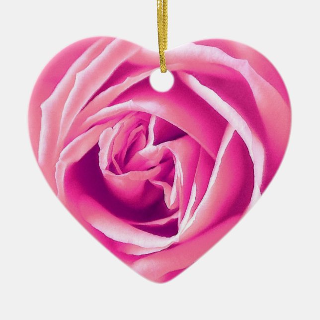 Pink rose print ceramic tree decoration (Front)