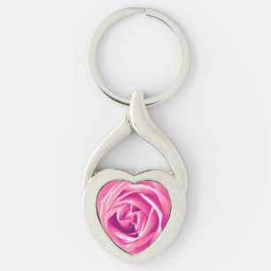 Pink rose print key ring