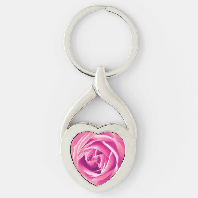 Pink rose print key ring (Front)