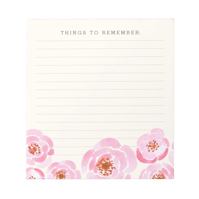 Pink Rose Print Notepad (Front)