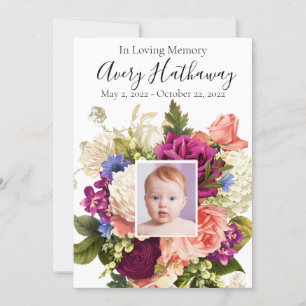  Pink Rose Purple Orchid Funeral Memorial Program  Invitation