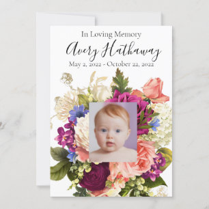  Pink Rose Purple Orchid Funeral Memorial Program  Invitation