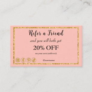 Pink Rose & QR Code, Refer a Friend Referral Card