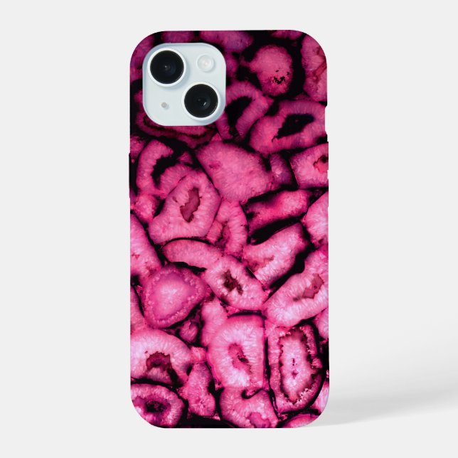 Pink Rose Quartz Agate Geodes abstract pattern iPhone 15 Case (Back)
