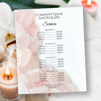 Pink Rose Quartz Spa Salon Services Menu