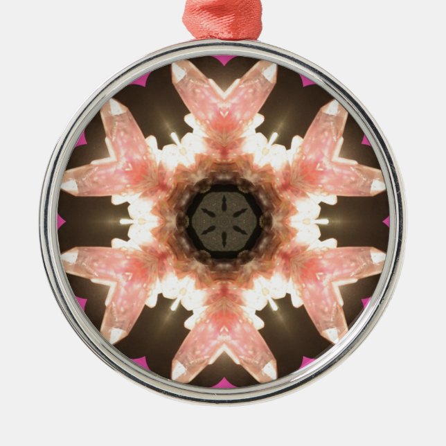 Pink Rose Quartz Sparkle! Metal Tree Decoration (Front)