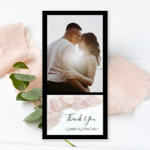 Pink Rose Quartz Wedding Thank You Photo Card