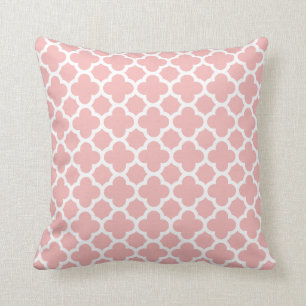 Pink Rose Quatrefoil Trellis Pattern Pillows