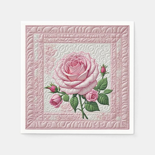 Pink Rose Quilt Napkin (Front)