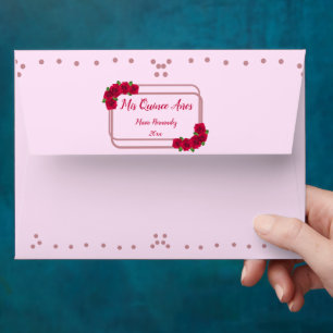 Pink Rose Quinceañera Envelope