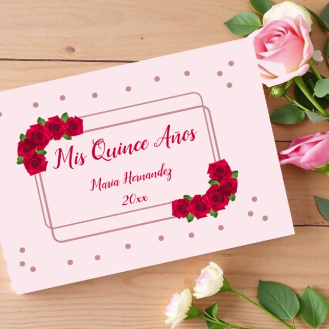 Pink Rose Quinceañera Guest Book (Creator Uploaded)