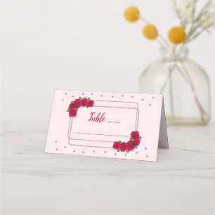 Pink Rose Quinceañera Place Card