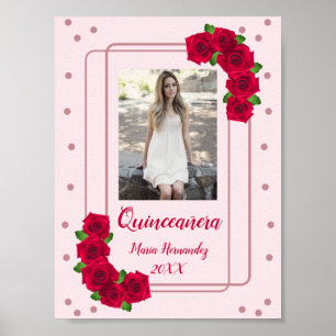 Pink Rose Quinceañera Poster