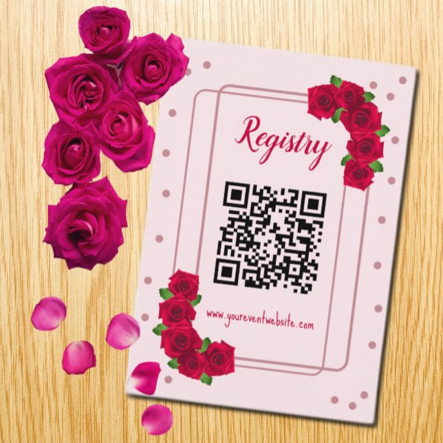 Pink Rose Quinceañera Registry Enclosure Card (Creator Uploaded)