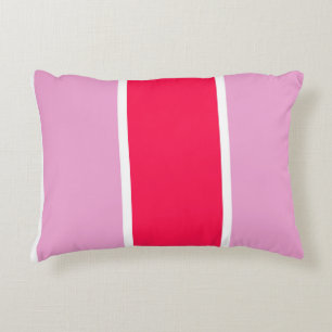 Pink rose, red and white lines Throw Pillow