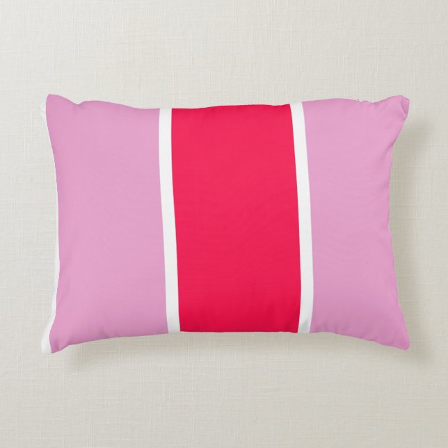 Pink rose, red and white lines Throw Pillow (Front)