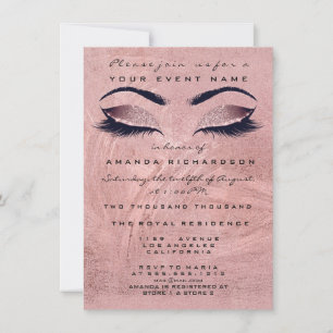 Pink Rose Red Bean Makeup Eye Glitter 16th Bridal Invitation