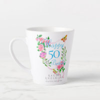 Pink Rose Ribbon 50th Birthday
