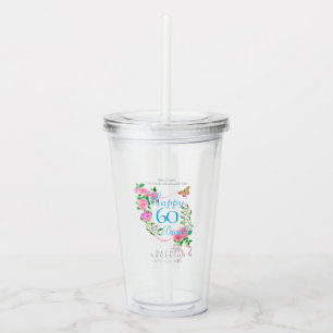 Pink Rose Ribbon 60th Birthday Acrylic Tumbler