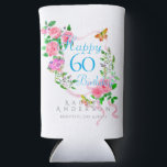 Pink Rose Ribbon 60th Birthday Cooler<br><div class="desc">Lovely and elegant rose with butterfly.</div>