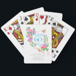 Pink Rose Ribbon 60th Birthday Playing Cards<br><div class="desc">Lovely and elegant rose with butterfly.</div>