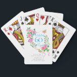 Pink Rose Ribbon 60th Birthday Playing Cards<br><div class="desc">Lovely and elegant rose with butterfly.</div>