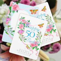 Pink Rose Ribbon Birthday