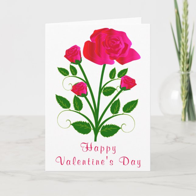 Pink Rose Romantic Valentine's Day Card (Front)