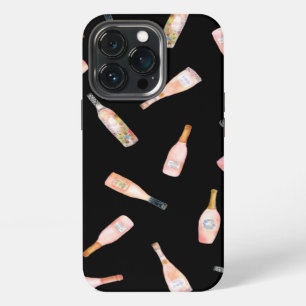 Pink rosé rose wine bottle watercolor illustration iPhone 13 pro case