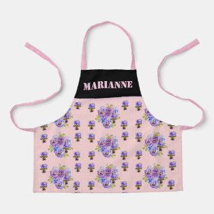 Pink Rose Roses Watercolor Customisable Kids Girls Apron