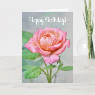 Pink Rose Rosy Flower Birthday Card