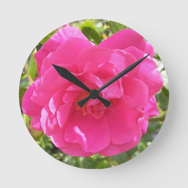 Pink Rose Round Clock (Front)