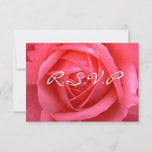 Pink Rose RSVP Personalised Rose Cards (Front)