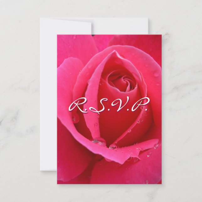Pink Rose RSVP Personalised Rose Cards (Front)