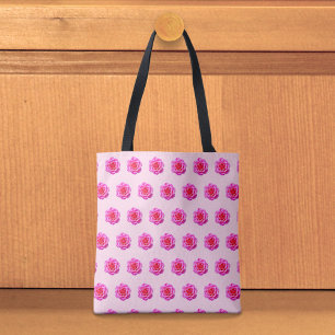 Pink Rose Seamless Pattern on Tote Bag