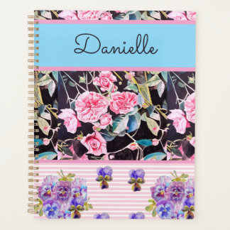 Pink Rose Shabby Chic Watercolor Roses Pink Blue Planner